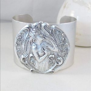 Cuff Bracelet Goddess Silver Freya Antique Boho